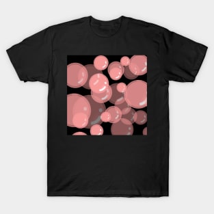 Pink Bubbles with Black Background T-Shirt